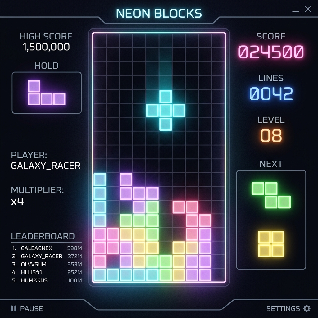Neon Block - Neon Tetris Oyunu